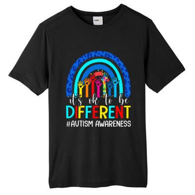 It's Ok To Be Different Autism Awareness Leopard Rainbow Tall Fusion ChromaSoft Performance T-Shirt