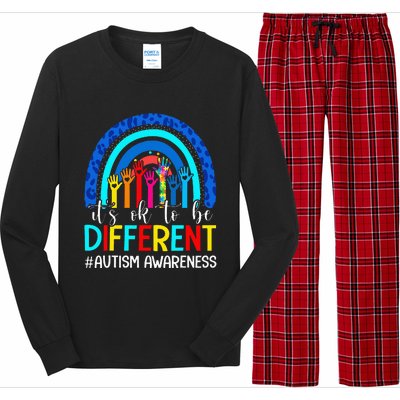 It's Ok To Be Different Autism Awareness Leopard Rainbow Long Sleeve Pajama Set