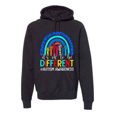 It's Ok To Be Different Autism Awareness Leopard Rainbow Premium Hoodie