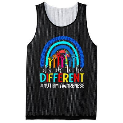 It's Ok To Be Different Autism Awareness Leopard Rainbow Mesh Reversible Basketball Jersey Tank