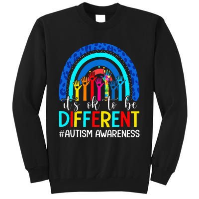 It's Ok To Be Different Autism Awareness Leopard Rainbow Tall Sweatshirt