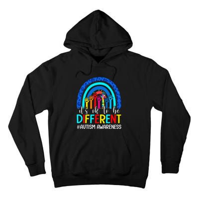 It's Ok To Be Different Autism Awareness Leopard Rainbow Tall Hoodie