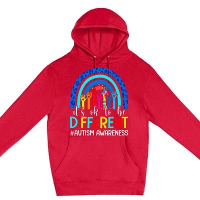 It's Ok To Be Different Autism Awareness Leopard Rainbow Premium Pullover Hoodie