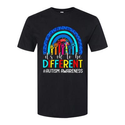 It's Ok To Be Different Autism Awareness Leopard Rainbow Softstyle CVC T-Shirt