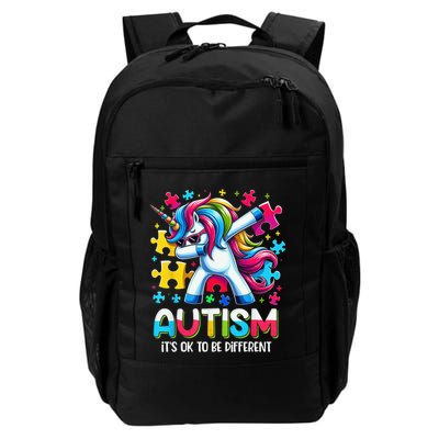 It’S Ok To Be Different Autism Awareness Dabbing Unicorn Daily Commute Backpack
