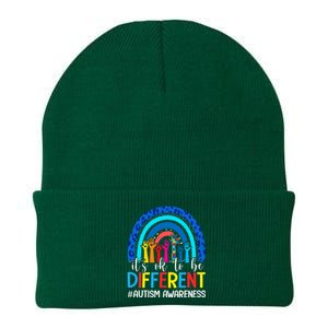 ItS Ok To Be Different Autism Awareness Leopard Rainbow Knit Cap Winter Beanie