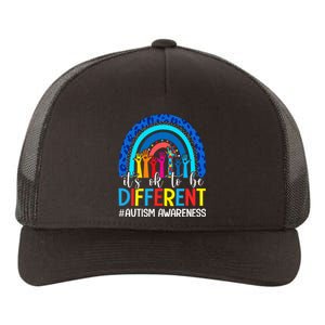 ItS Ok To Be Different Autism Awareness Leopard Rainbow Yupoong Adult 5-Panel Trucker Hat