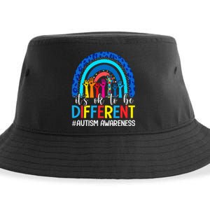 ItS Ok To Be Different Autism Awareness Leopard Rainbow Sustainable Bucket Hat