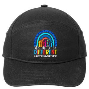 ItS Ok To Be Different Autism Awareness Leopard Rainbow 7-Panel Snapback Hat