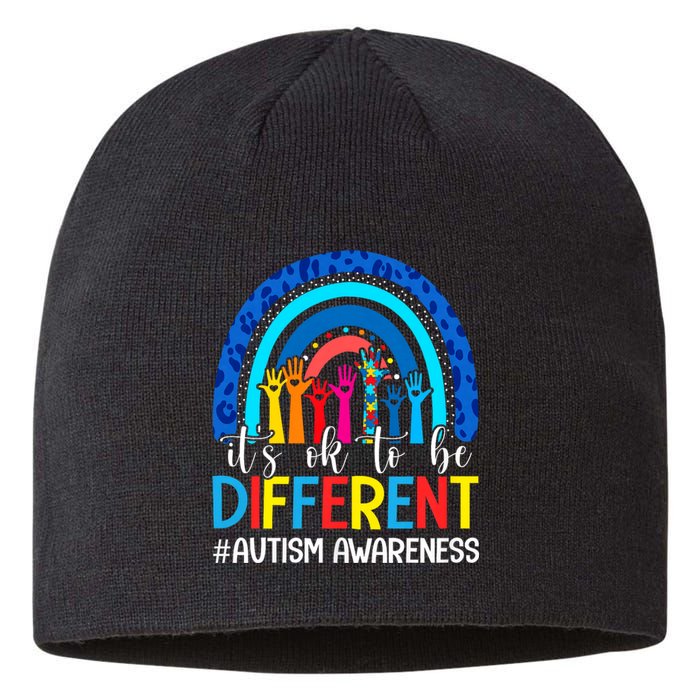 ItS Ok To Be Different Autism Awareness Leopard Rainbow Sustainable Beanie