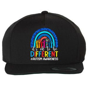 ItS Ok To Be Different Autism Awareness Leopard Rainbow Wool Snapback Cap