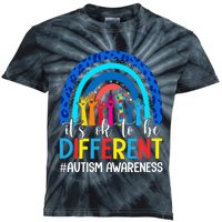 ItS Ok To Be Different Autism Awareness Leopard Rainbow Kids Tie-Dye T-Shirt