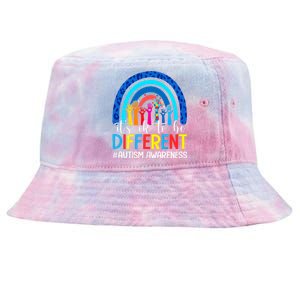 ItS Ok To Be Different Autism Awareness Leopard Rainbow Tie-Dyed Bucket Hat