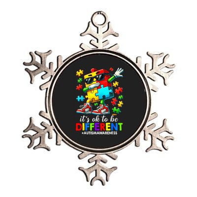 It'S OK To Be Different Dabbing Puzzle Autism Awareness Metallic Star Ornament