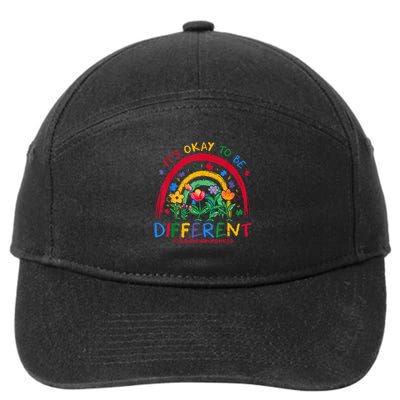 It'S Ok To Be Different Rainbow Autism Awareness Puzzle Cute 7-Panel Snapback Hat