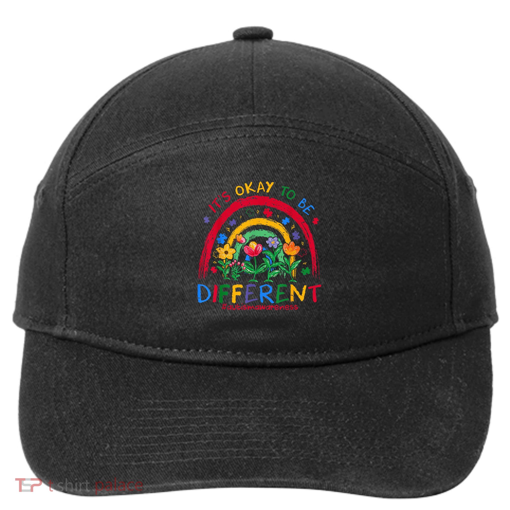 It'S Ok To Be Different Rainbow Autism Awareness Puzzle Cute 7-Panel Snapback Hat