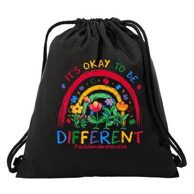 It'S Ok To Be Different Rainbow Autism Awareness Puzzle Cute Drawstring Bag