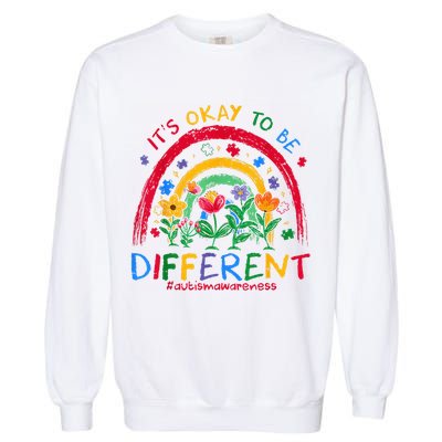 It'S Ok To Be Different Rainbow Autism Awareness Puzzle Cute Garment-Dyed Sweatshirt