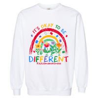 It'S Ok To Be Different Rainbow Autism Awareness Puzzle Cute Garment-Dyed Sweatshirt
