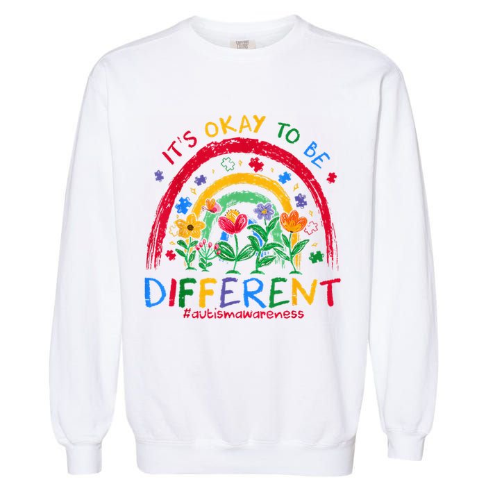 It'S Ok To Be Different Rainbow Autism Awareness Puzzle Cute Garment-Dyed Sweatshirt