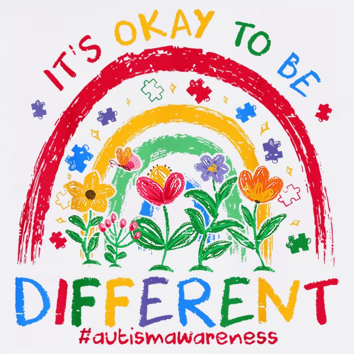 It'S Ok To Be Different Rainbow Autism Awareness Puzzle Cute Garment-Dyed Sweatshirt