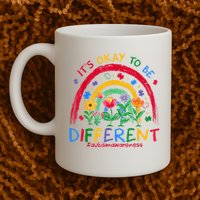 It'S Ok To Be Different Rainbow Autism Awareness Puzzle Cute Mug