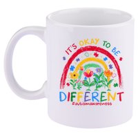 It'S Ok To Be Different Rainbow Autism Awareness Puzzle Cute 11oz C Handle Ceramic Mug
