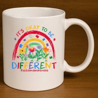 It'S Ok To Be Different Rainbow Autism Awareness Puzzle Cute 11oz C Handle Ceramic Mug