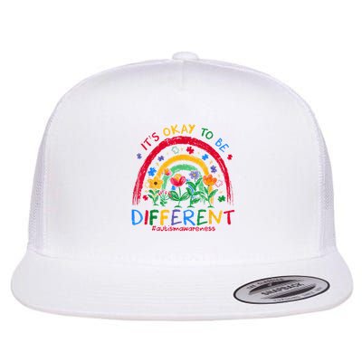 It'S Ok To Be Different Rainbow Autism Awareness Puzzle Cute Flatbill Hat
