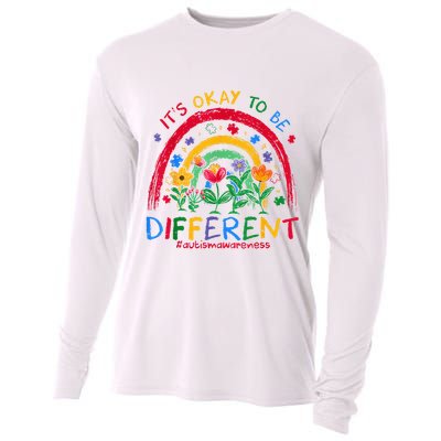 It'S Ok To Be Different Rainbow Autism Awareness Puzzle Cute Cooling Performance Long Sleeve Crew