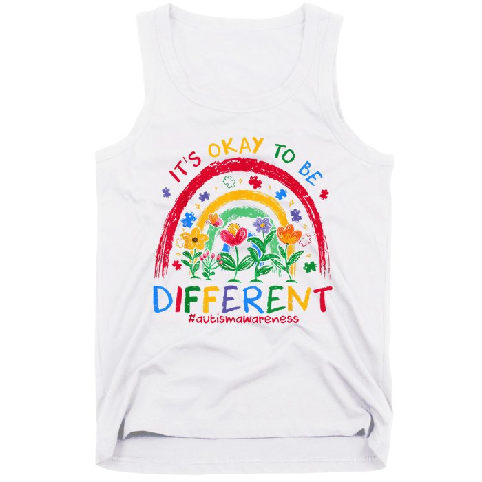 It'S Ok To Be Different Rainbow Autism Awareness Puzzle Cute Tank Top
