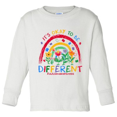 It'S Ok To Be Different Rainbow Autism Awareness Puzzle Cute Toddler Long Sleeve Shirt