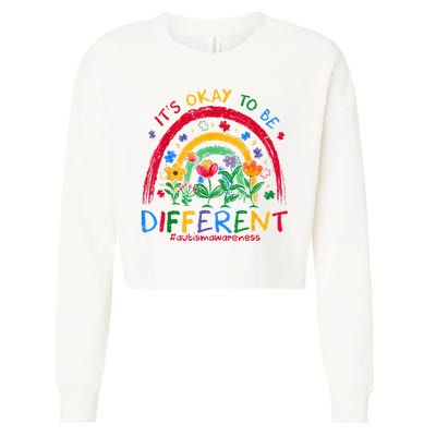 It'S Ok To Be Different Rainbow Autism Awareness Puzzle Cute Cropped Pullover Crew