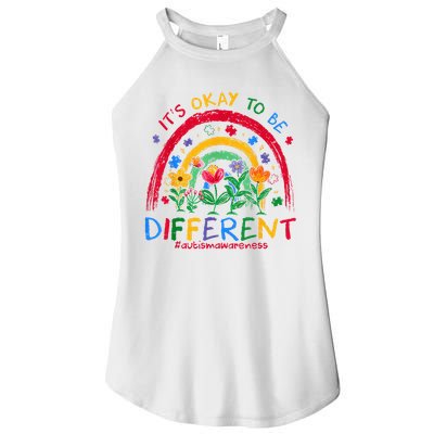 It'S Ok To Be Different Rainbow Autism Awareness Puzzle Cute Women's Perfect Tri Rocker Tank