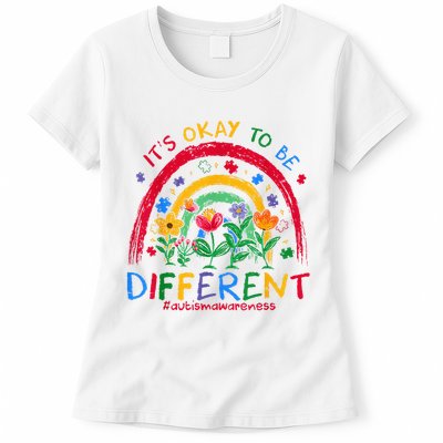 It'S Ok To Be Different Rainbow Autism Awareness Puzzle Cute Womens T-Shirt