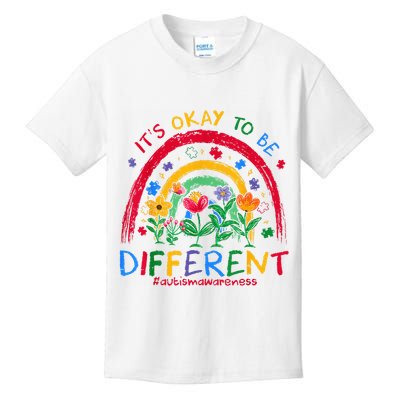 It'S Ok To Be Different Rainbow Autism Awareness Puzzle Cute Kids T-Shirt