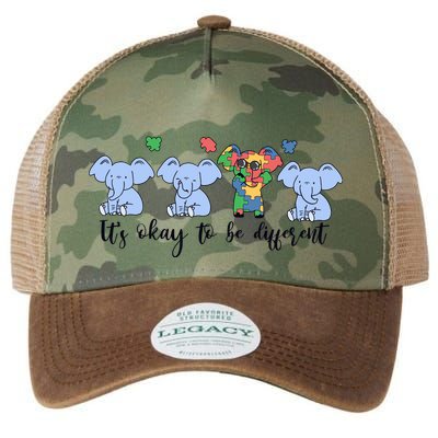 Its Okay To Be Different Funny Elephant Autism Awareness Month Legacy Tie Dye Trucker Hat