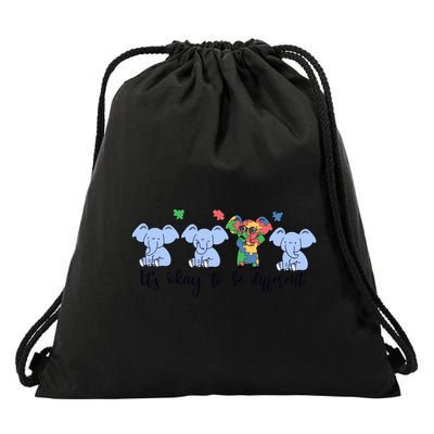Its Okay To Be Different Funny Elephant Autism Awareness Month Drawstring Bag