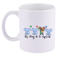 Its Okay To Be Different Funny Elephant Autism Awareness Month 11oz C Handle Ceramic Mug
