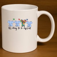 Its Okay To Be Different Funny Elephant Autism Awareness Month 11oz C Handle Ceramic Mug