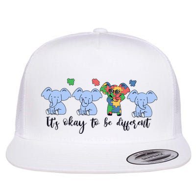 Its Okay To Be Different Funny Elephant Autism Awareness Month Flatbill Hat