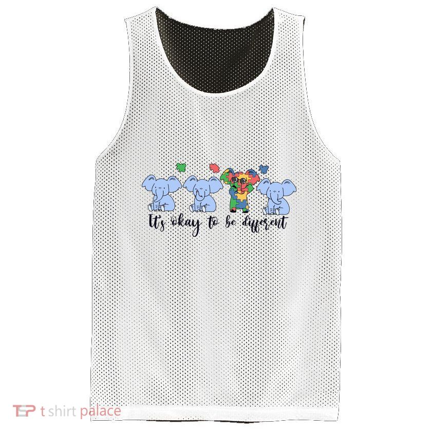 Its Okay To Be Different Funny Elephant Autism Awareness Month Mesh Reversible Basketball Jersey Tank