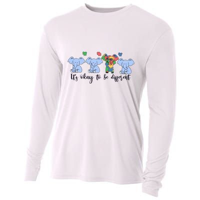 Its Okay To Be Different Funny Elephant Autism Awareness Month Cooling Performance Long Sleeve Crew