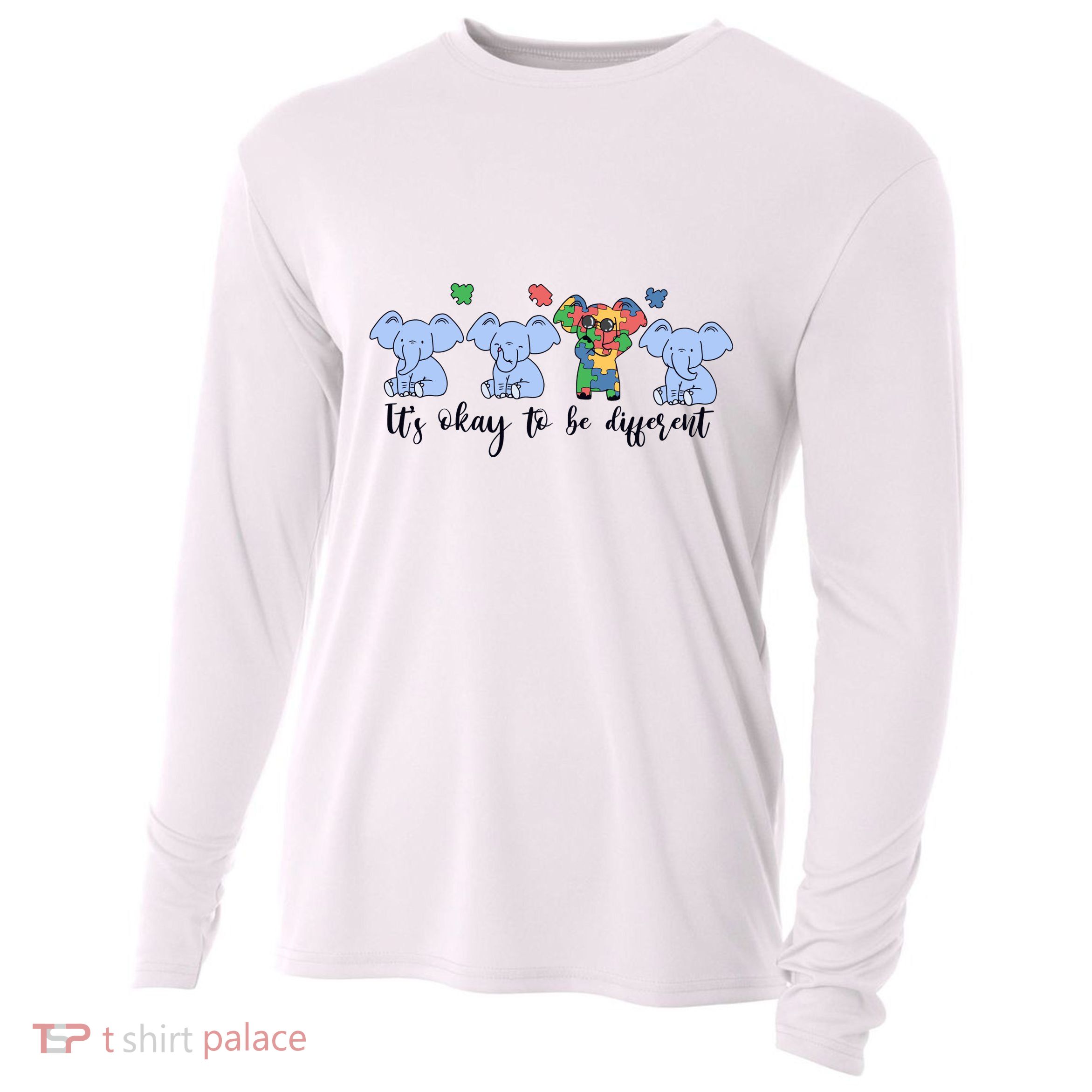 Its Okay To Be Different Funny Elephant Autism Awareness Month Cooling Performance Long Sleeve Crew