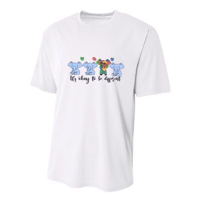Its Okay To Be Different Funny Elephant Autism Awareness Month Youth Performance Sprint T-Shirt