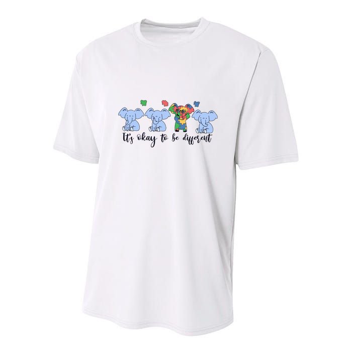 Its Okay To Be Different Funny Elephant Autism Awareness Month Youth Performance Sprint T-Shirt