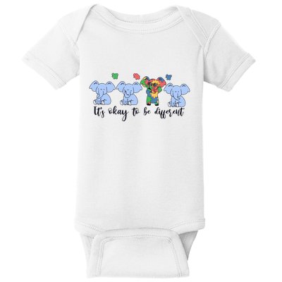 Its Okay To Be Different Funny Elephant Autism Awareness Month Baby Bodysuit