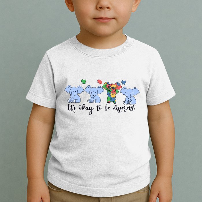 Its Okay To Be Different Funny Elephant Autism Awareness Month Toddler T-Shirt