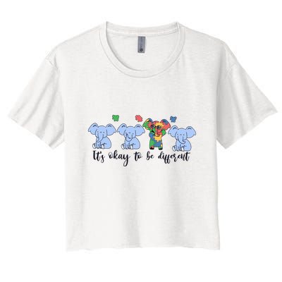 Its Okay To Be Different Funny Elephant Autism Awareness Month Crop Top