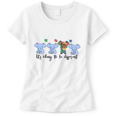 Its Okay To Be Different Funny Elephant Autism Awareness Month Womens T-Shirt